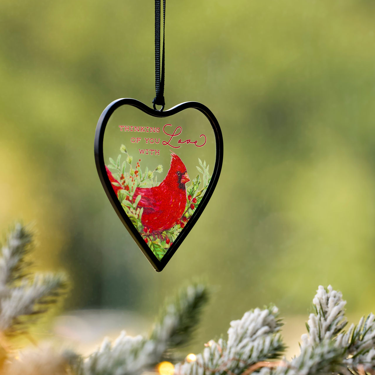 Thinking of You Cardinal Suncatcher Ornament - 3x3in thumbnail