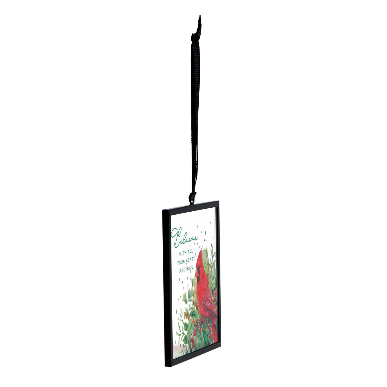 Believe Cardinal Suncatcher Ornament - 3x3in thumbnail