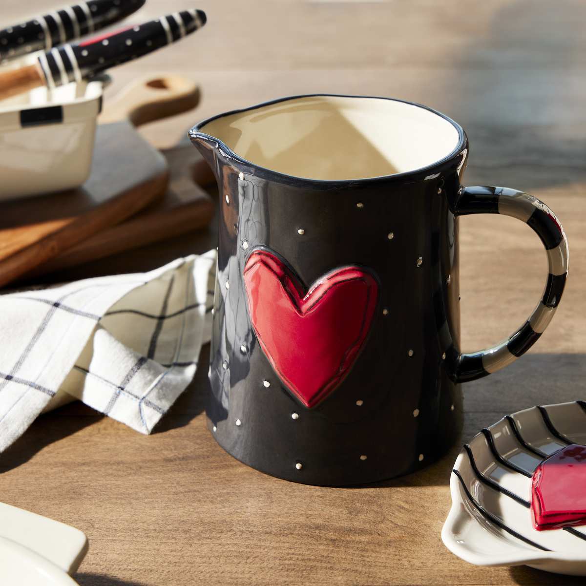 Black & White Heart Pitcher