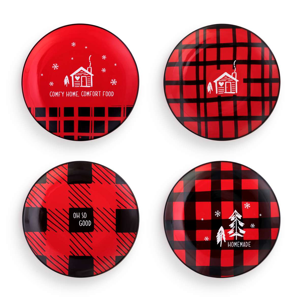 plaid Christmas snack plates