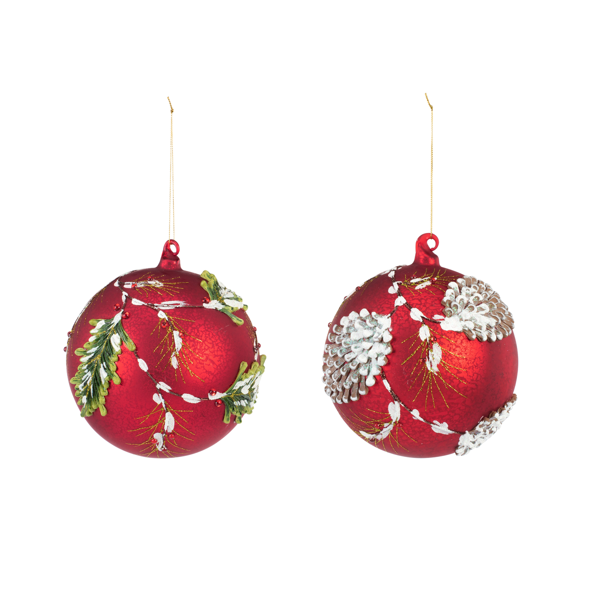 Oversized Red Holly Glass Ornaments