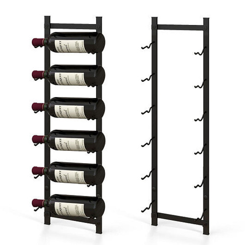 Rust proof Wall Mounted Wine Rack for 6 or 9 Bottles-M - Color: Black - Size: M