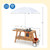 Wooden Play Cart with Sun Proof Umbrella for Toddlers Over 3 Years Old-Brown