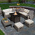 9 Pieces Outdoor Patio Furniture Set with 32-Inch Propane Fire Pit Table-Off White - Color: Off Whi