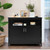 Kitchen Buffet Server Sideboard Storage Cabinet with 2 Doors and Shelf-Black - Color: Black