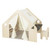 6-in-1 Kids Play Tent Playhouse with Blackboard 6 Storage Bins and Floor Cushion-Beige - Color: Bei