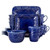 Elama Indigo Lotus 16 Piece Square  Dinnerware Set