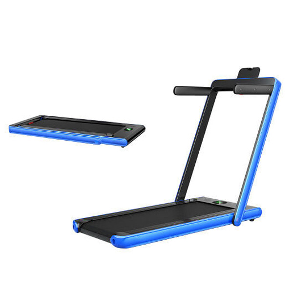 2.25HP 2 in 1 Folding Treadmill with APP Speaker Remote Control-Navy - Color: Navy