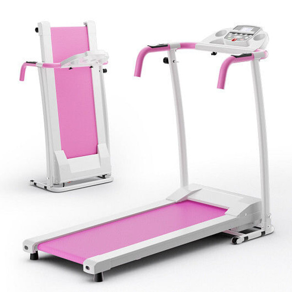 Folding Treadmill with 12 Preset Programs and LCD Display-White - Color: White