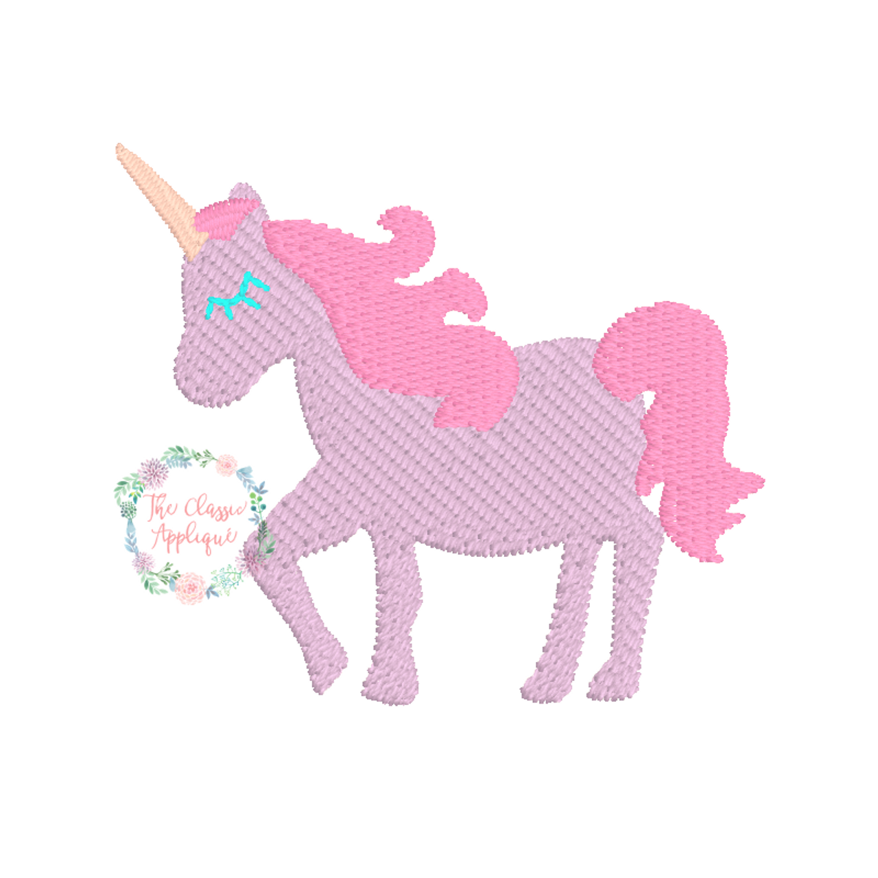 Unicorn Girl Mini Fill Stitch Machine Embroidery Design File By