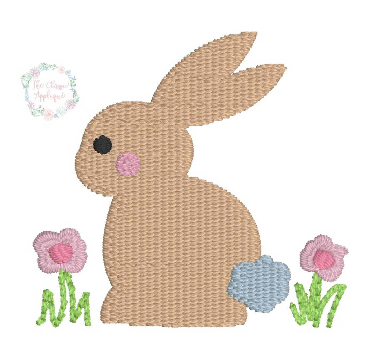 Bunny Rabbit - Hare - Pink Bow - Iron on Applique/ Embroidered