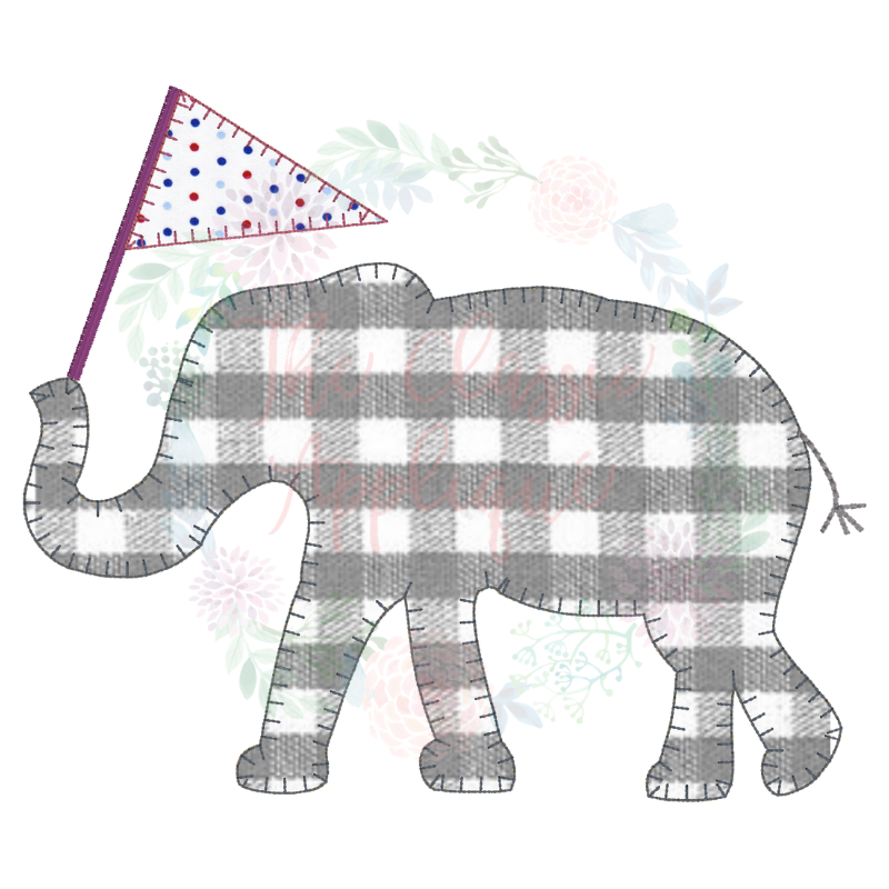 Alabama football elephant with flag pennant mascot blanket stitch