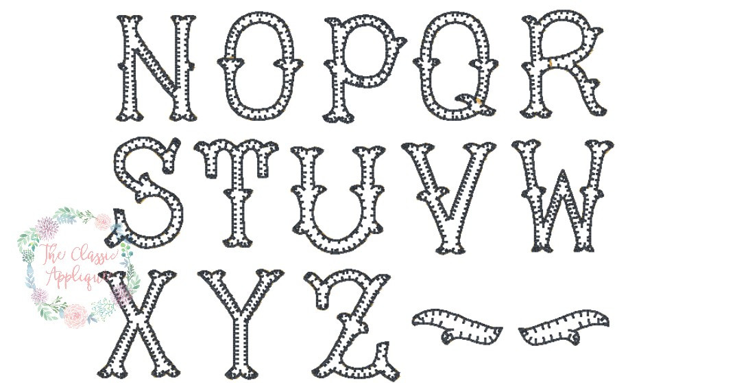 Elegant boy fishtail monogram applique font vintage machine embroidery