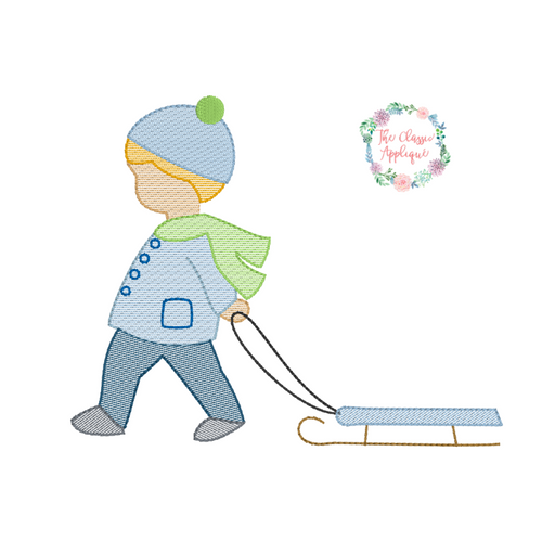 boy pulling sled sketch fill boy pulling sled sketch fill