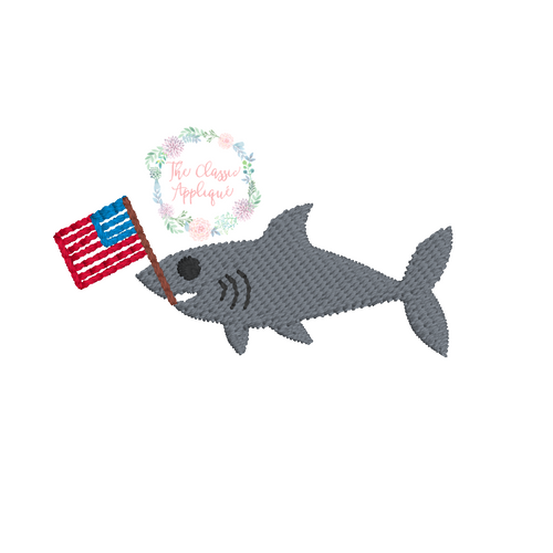 Shark with flag mini embroidery Shark with flag mini embroidery