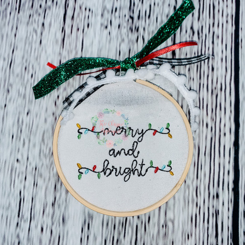 Christmas lights vintage stitch font machine embroidery design file