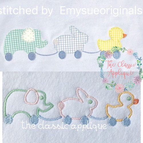 Combined elephant, bunny, and chick pull toy The Classic Applique
