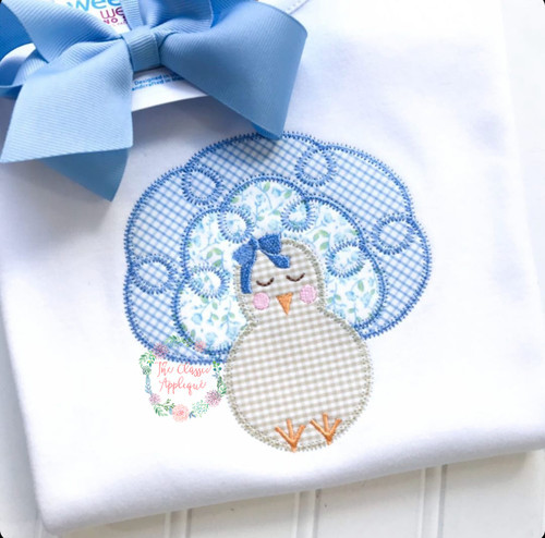 Turkey with bow zig zag applique Turkey with bow zig zag applique