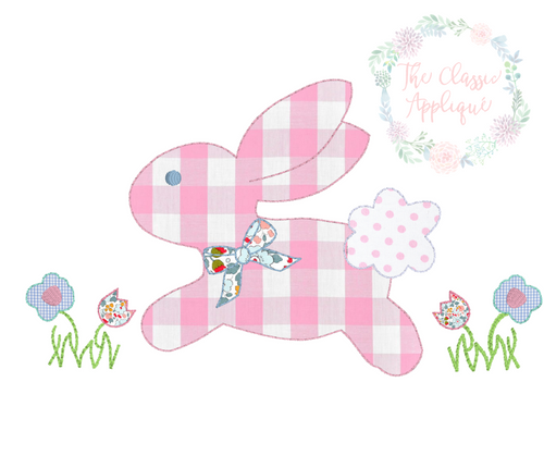 Bunny in flowers bean stitch applique