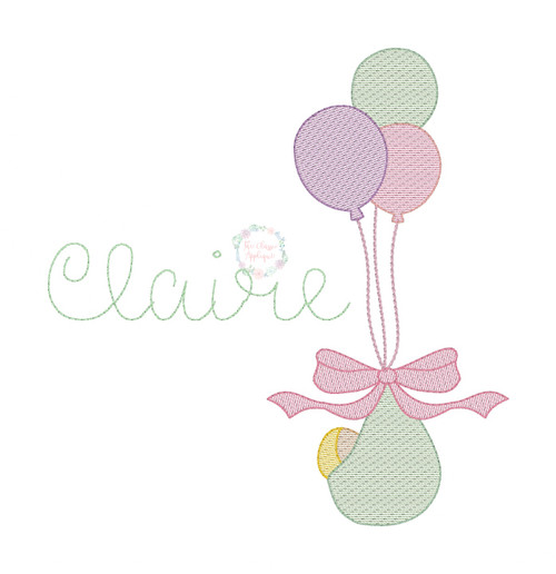 Baby with balloons sketch fill and shadow embroidery Baby with balloons sketch fill and shadow embroidery