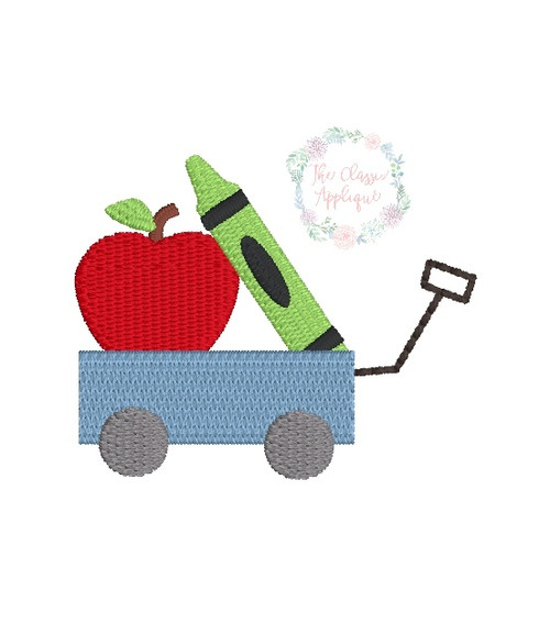 Wagon with apple and crayon mini Wagon with apple and crayon mini