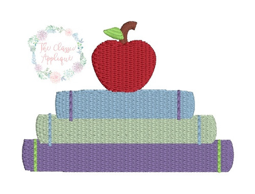 Books with apple mini embroidery Books with apple mini embroidery