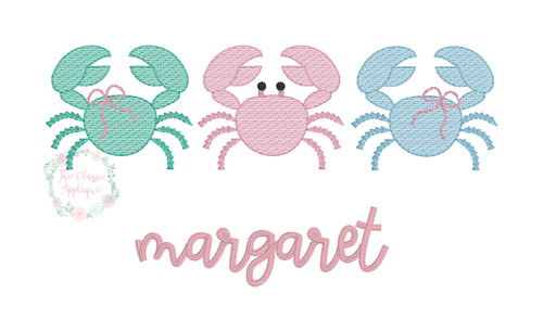 Crab with bow trio sketch fill embroidery Crab with bow trio sketch fill embroidery