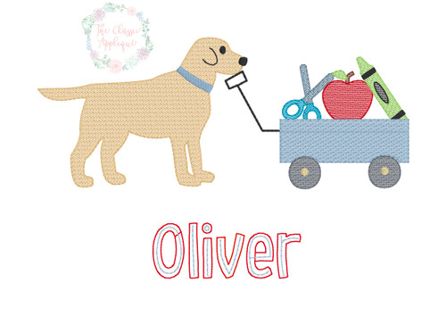 Dog pulling back to school wagon Dog pulling back to school wagon