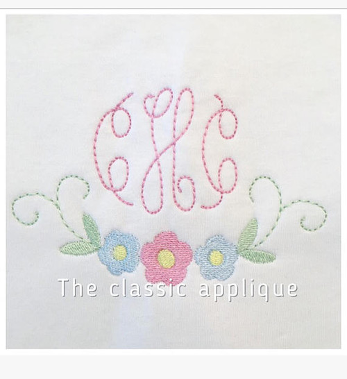 Monogram Pink Bloom W Embroidery Design