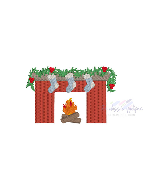 Christmas mantel 3 stockings mini fill embroidery design Christmas mantel 3 stockings mini fill embroidery design