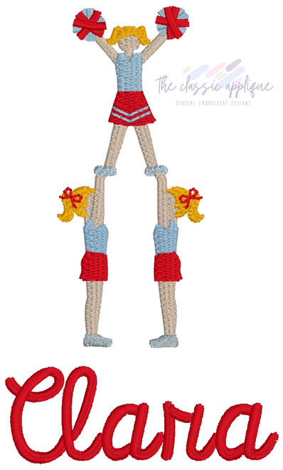 Cheerleaders stunting mini fill stitch Cheerleaders stunting mini fill stitch