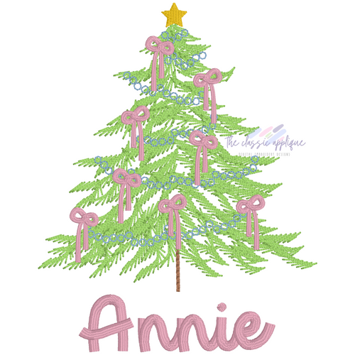 Christmas tree with bows embroidery design Christmas tree with bows embroidery design