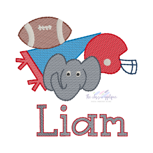 Football equipment with elephant  sketch fill