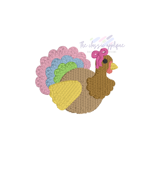 turkey 3 with bow mini fill stitch embroidery