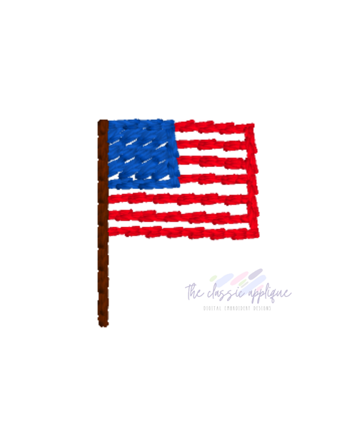 American flag vintage stitch mini design