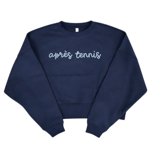Customized NAVY hip length cropped sweatshirt