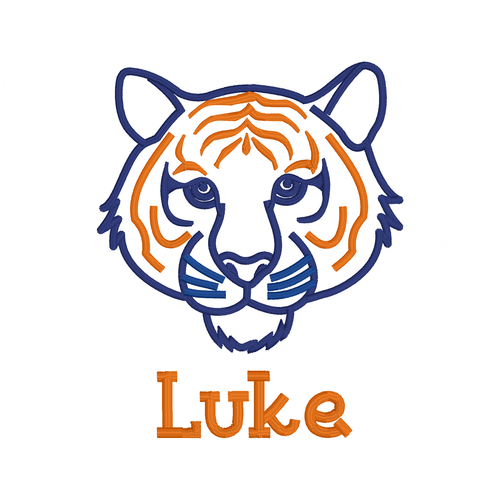 Tiger face satin stitch outline