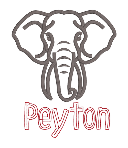 Elephant face satin stitch outline