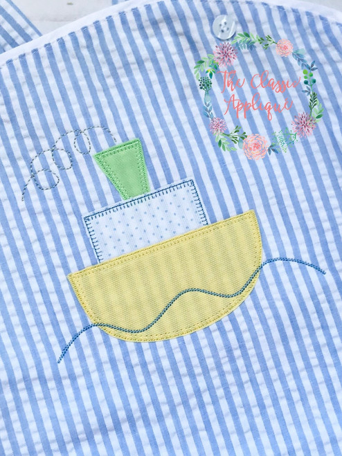 Tugboat blanket stitch applique Tugboat blanket stitch applique