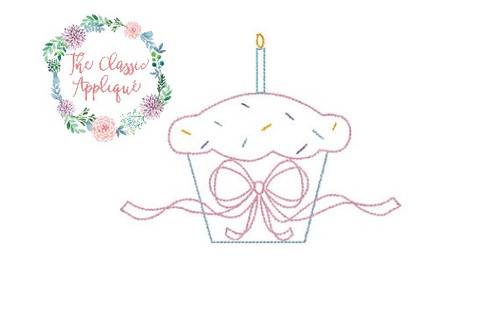 Cupcake with candle and bow  Cupcake with candle and bow