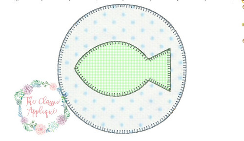 Fish in circle patch blanket stitch applique Fish in circle patch blanket stitch applique