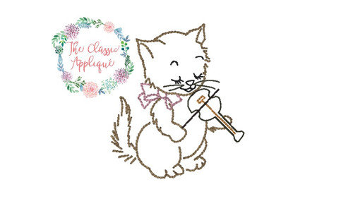 Cat and a fiddle vintage stitch combined mini and large size Cat and a fiddle vintage stitch combined mini and large size