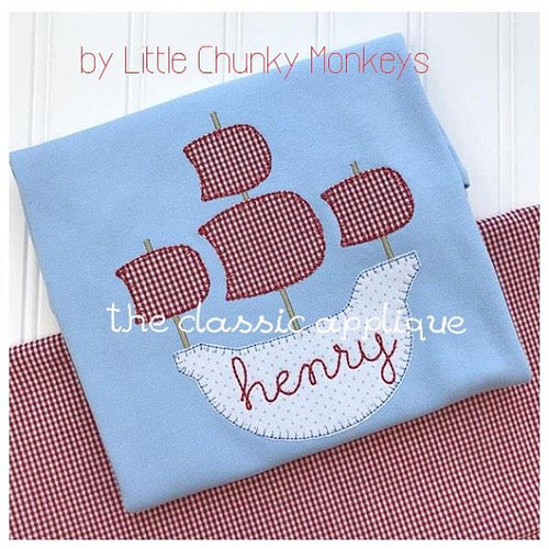 Pirate ship blanket stitch applique