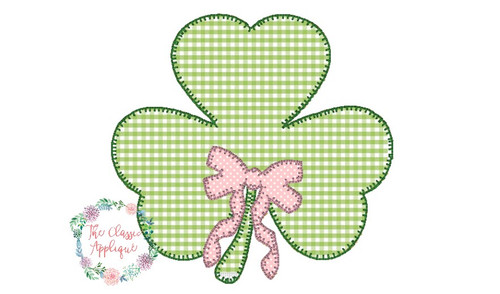 Shamrock with bow blanket stitch applique Shamrock with bow blanket stitch applique