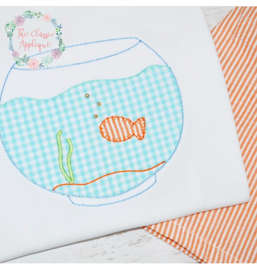 Fishbowl bean stitch applique  Fishbowl bean stitch applique