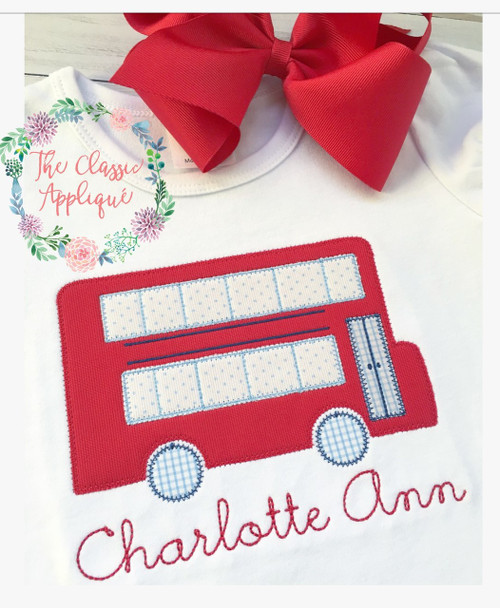 Double decker bus zig zag applique machine embroidery design