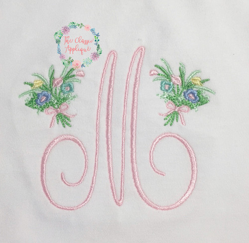 Mini bouquet of flowers with bow embroidery design  Mini bouquet of flowers with bow embroidery design