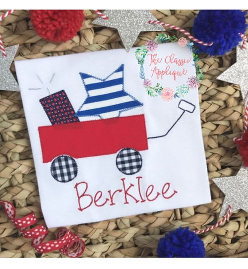 Patriotic wagon zig zag applique embroidery design Patriotic wagon zig zag applique embroidery design