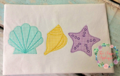 Seashells zig zag applique trio embroidery design Seashells zig zag applique trio embroidery design