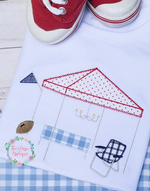 Tailgating tent scene zig zag applique